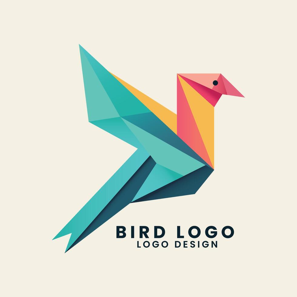 Colorful geometric bird symbol sign concept vector logo design template design