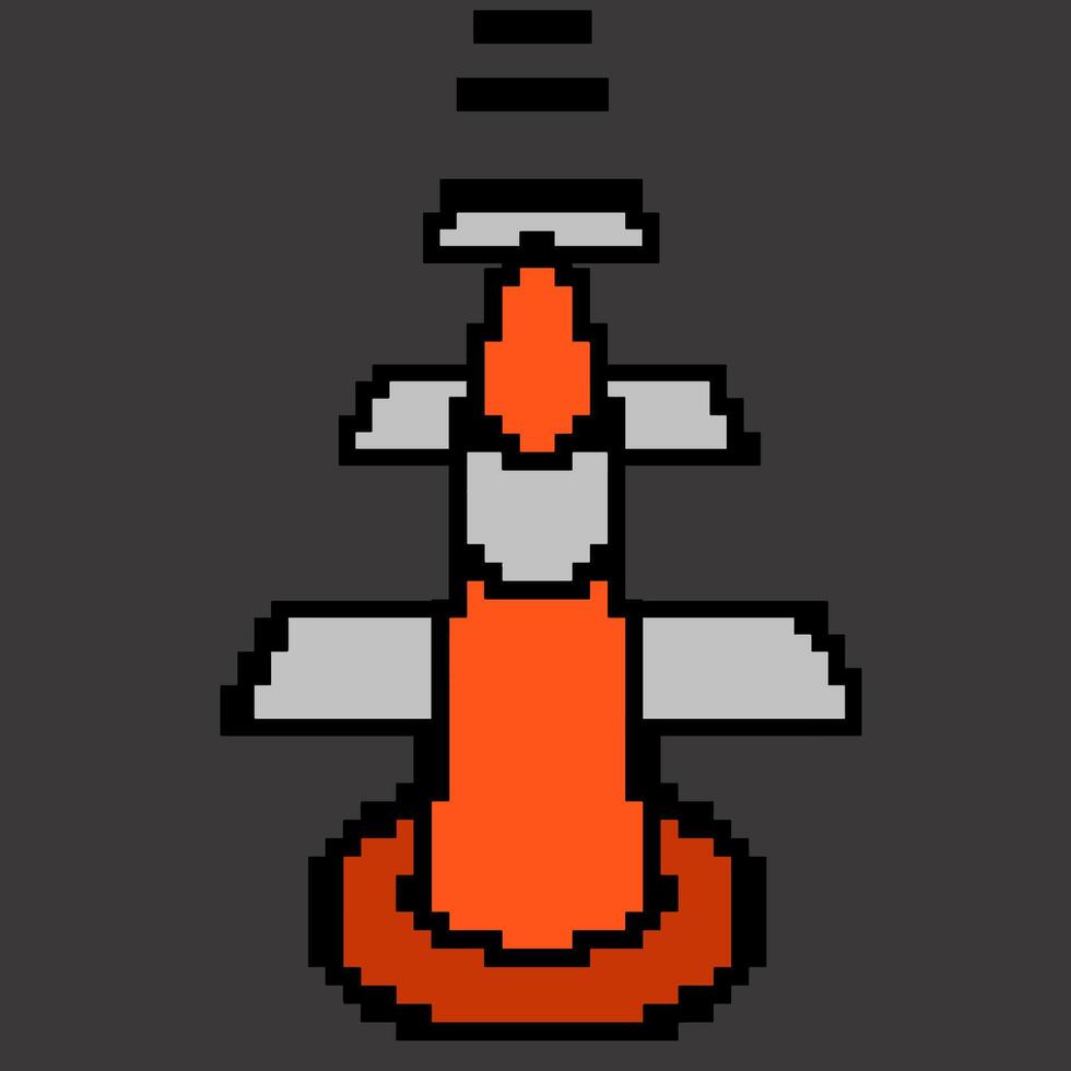 Orange cone illustration with zebra cross traffic line.  The vector is suitable to use for traffic pixel art and safety sign.