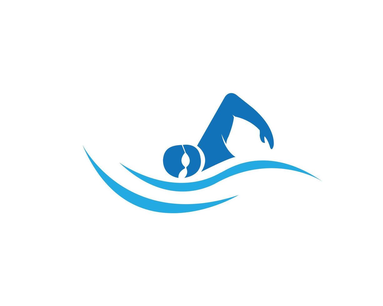 Modern swimming logo design concept vector template.