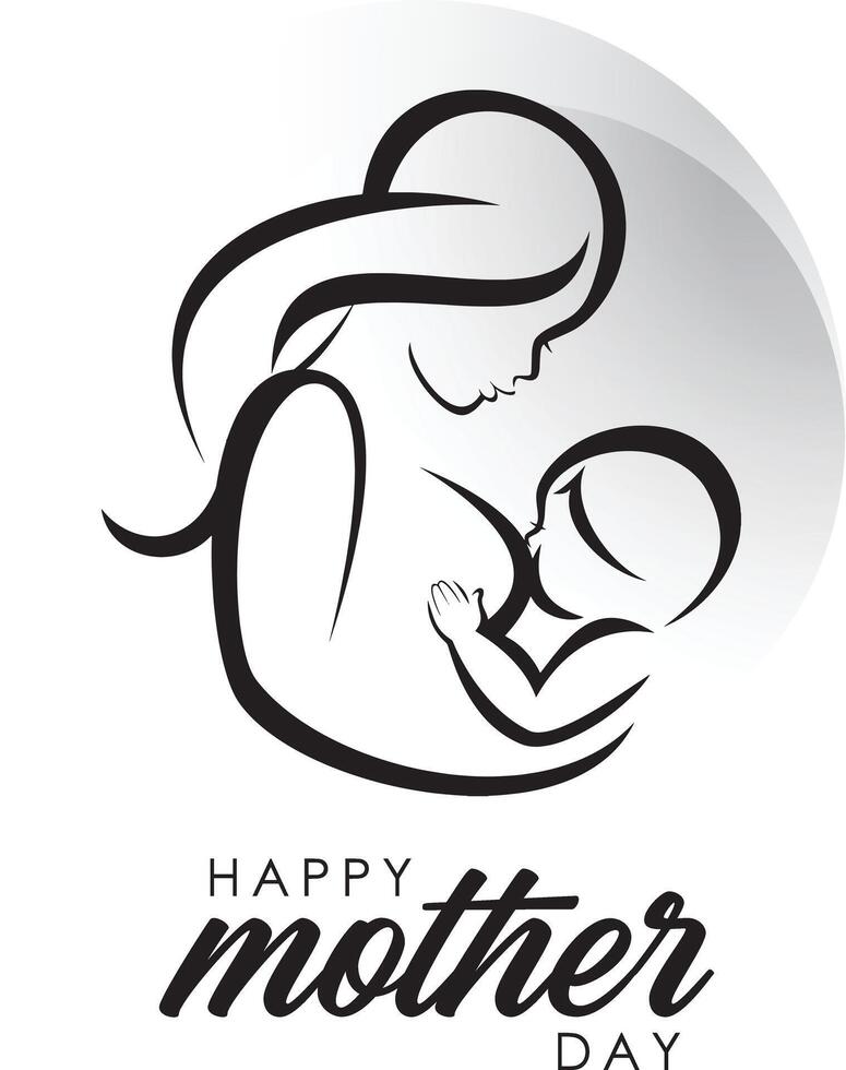contento madres día ilustración siluet niño mamá y caligrafía vector