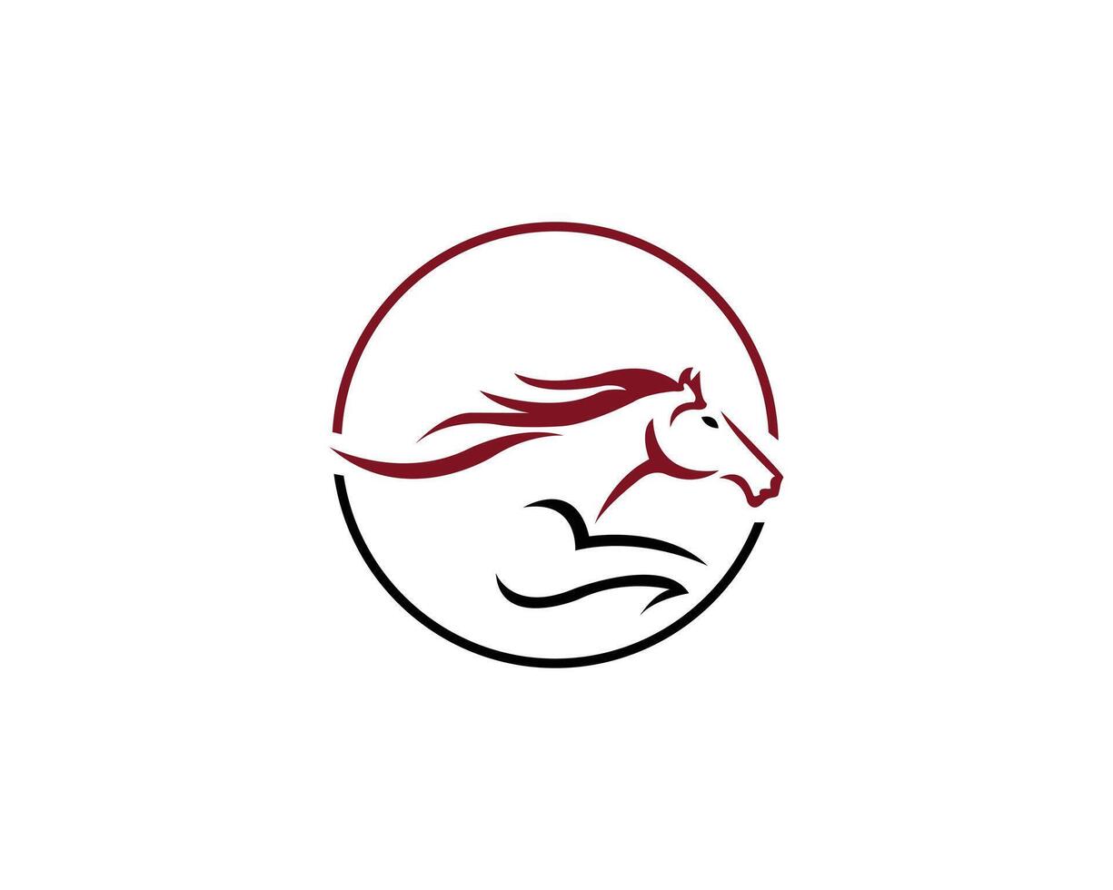 Running horse silhouette logo design concept vector template.