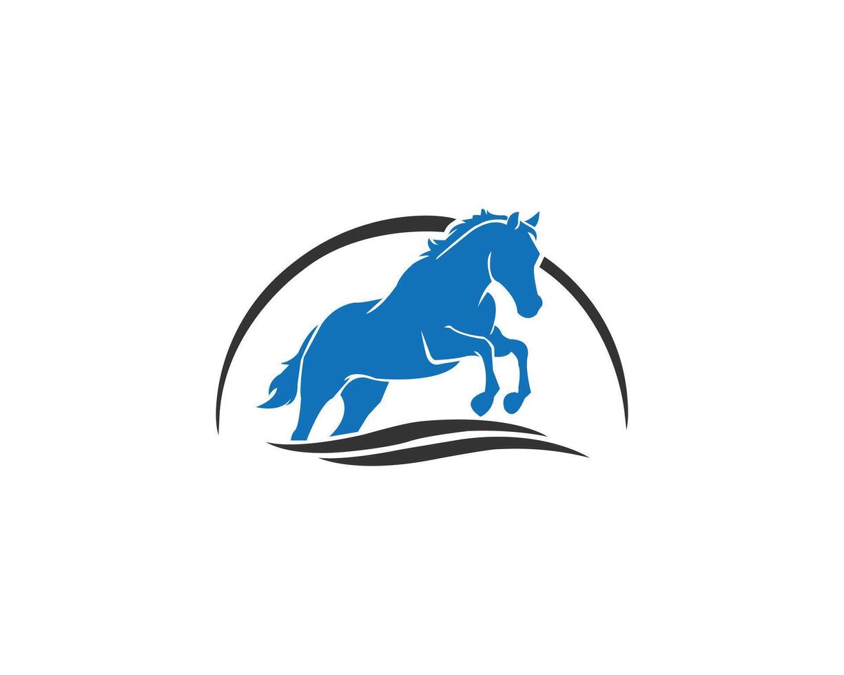 Simple elegant running horse logo design vector template.