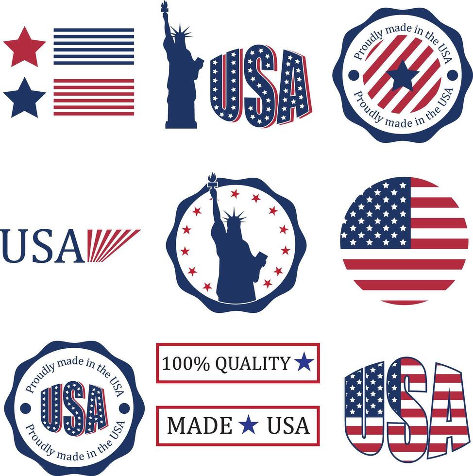 Set of USA Patriotic National badges vector