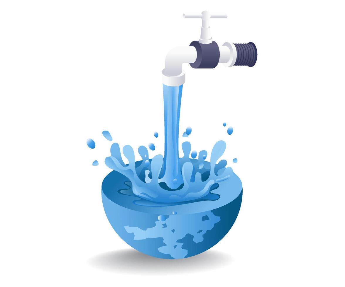 World water day plan concept, flat isometric 3d illustration vector