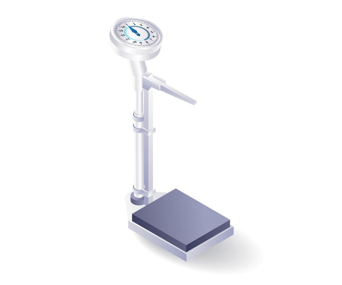 Medical equipment weighing patient's body flat isometric illustration vector