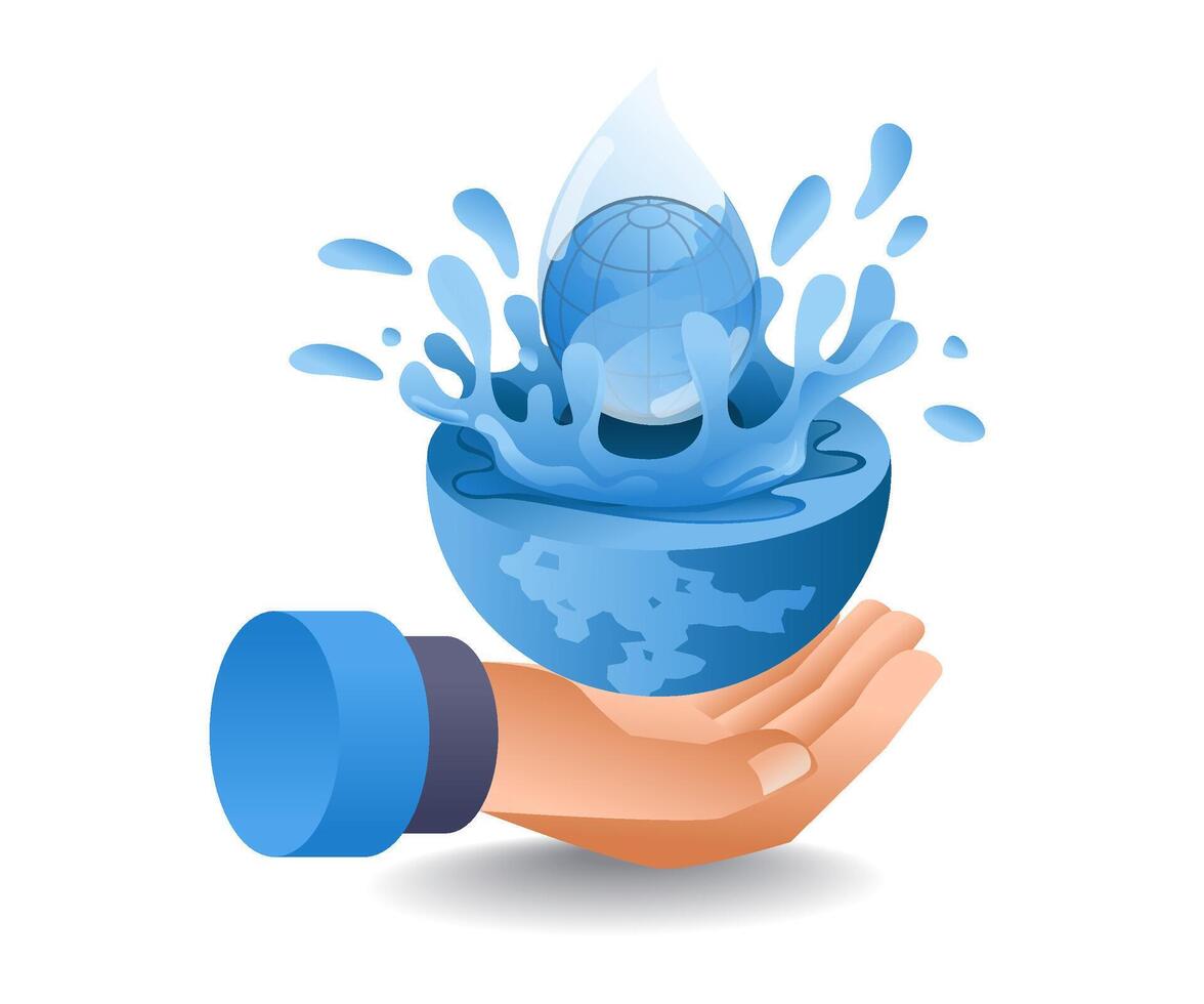 World water day concept, flat isometric 3d illustration vector