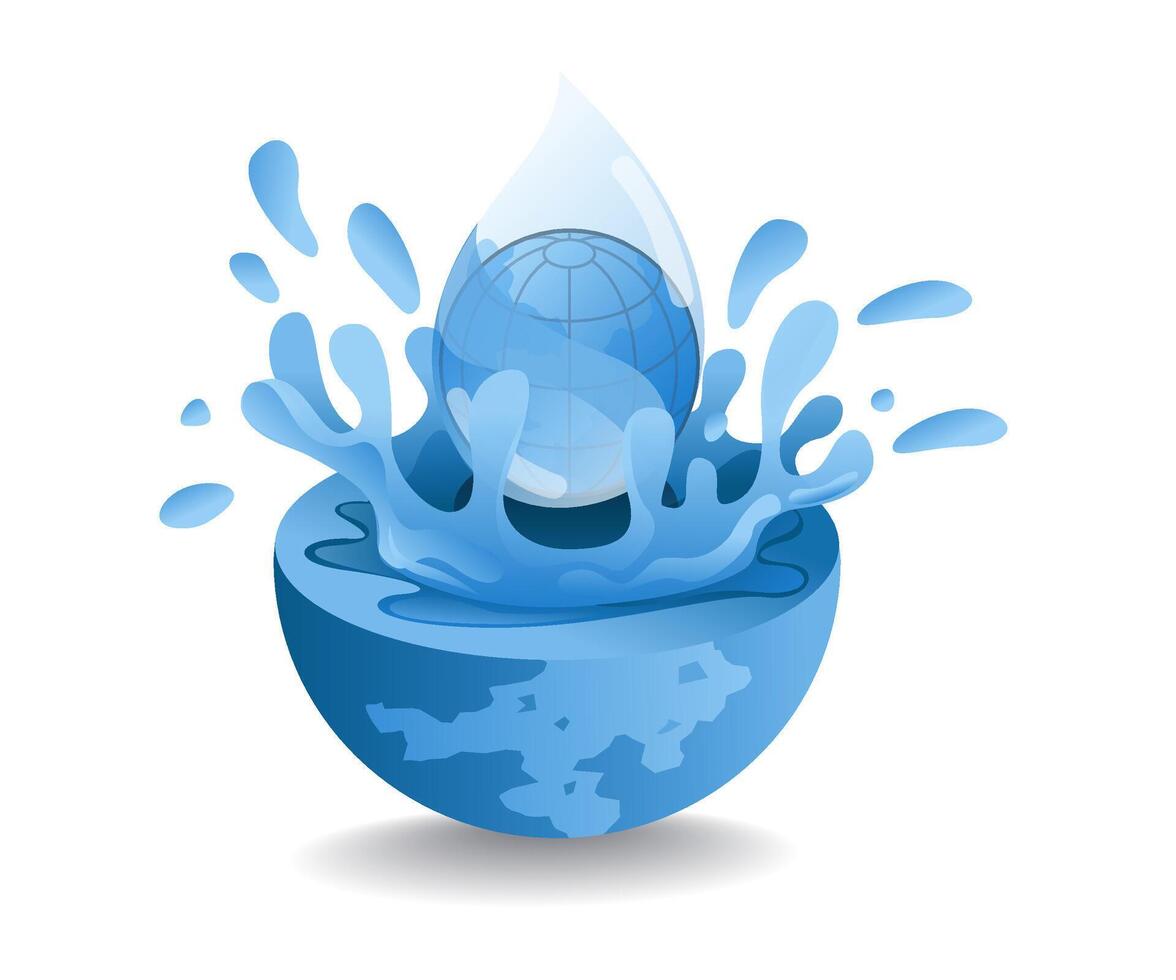World water day event concept, flat isometric 3d illustration vector