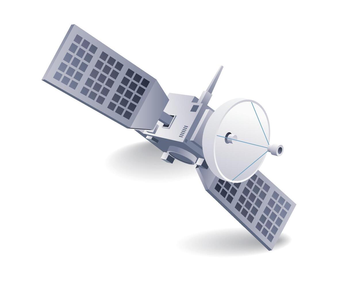 Space information satellite technology concept, flat isometric 3d illustration vector