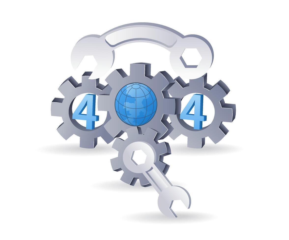 Programmer repair internet error code 404, flat isometric 3d illustration vector