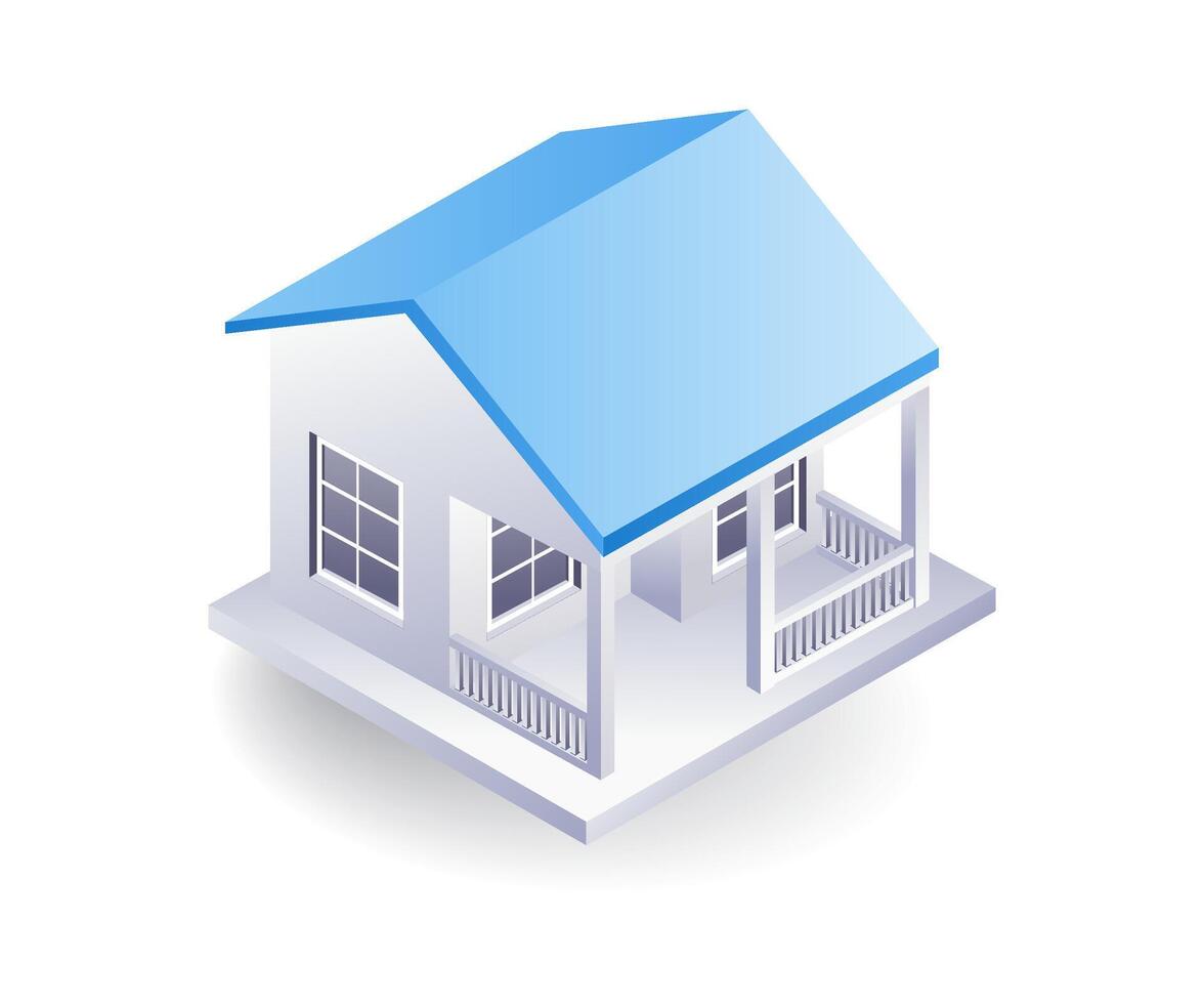 minimalista casa 3d plano isométrica ilustración vector