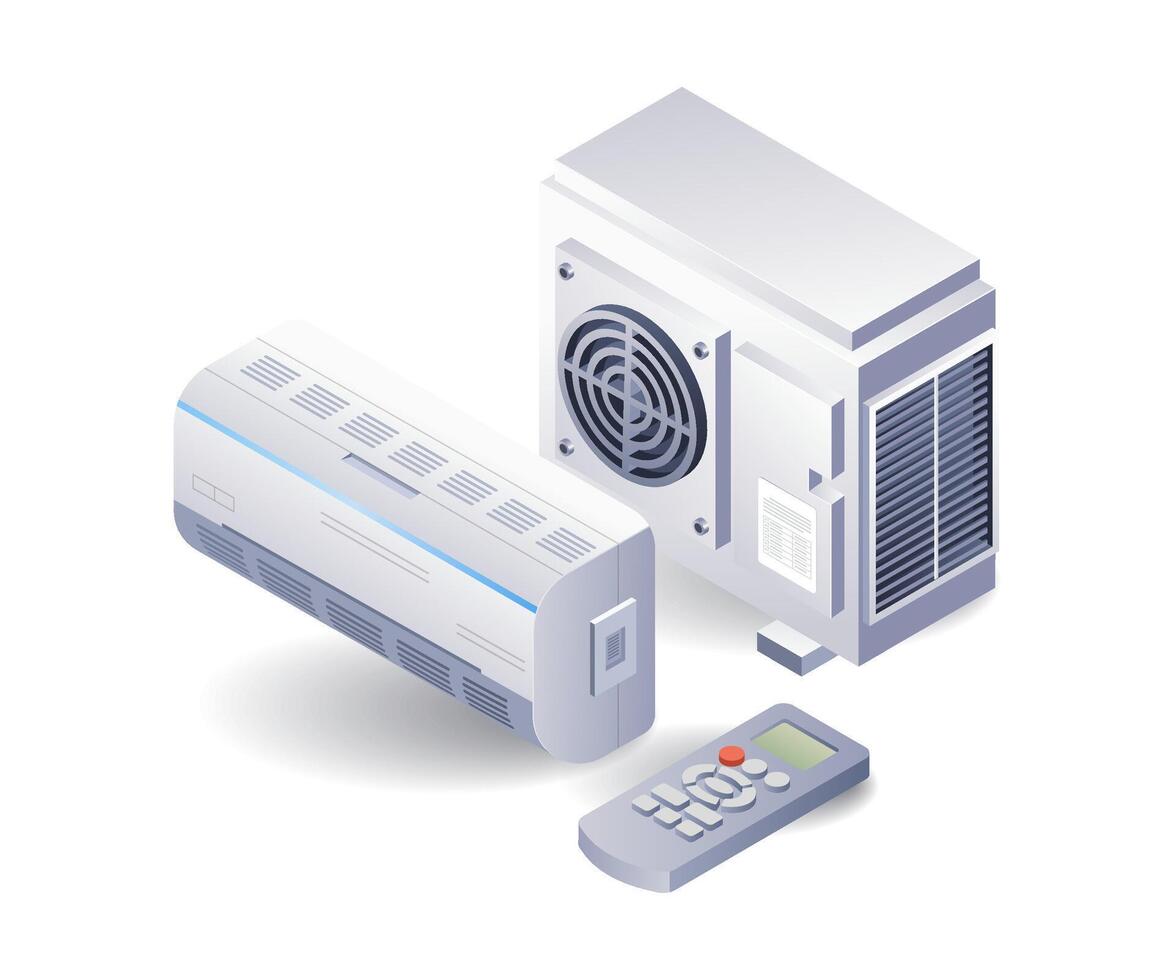 Install home ac device isometric 3d illustration vector