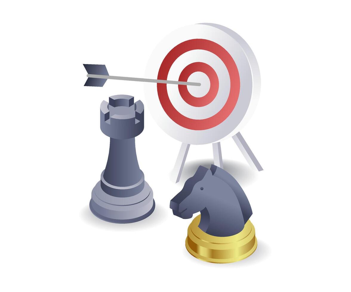 Marketing business strategy moves flat isometric 3d illustration vector