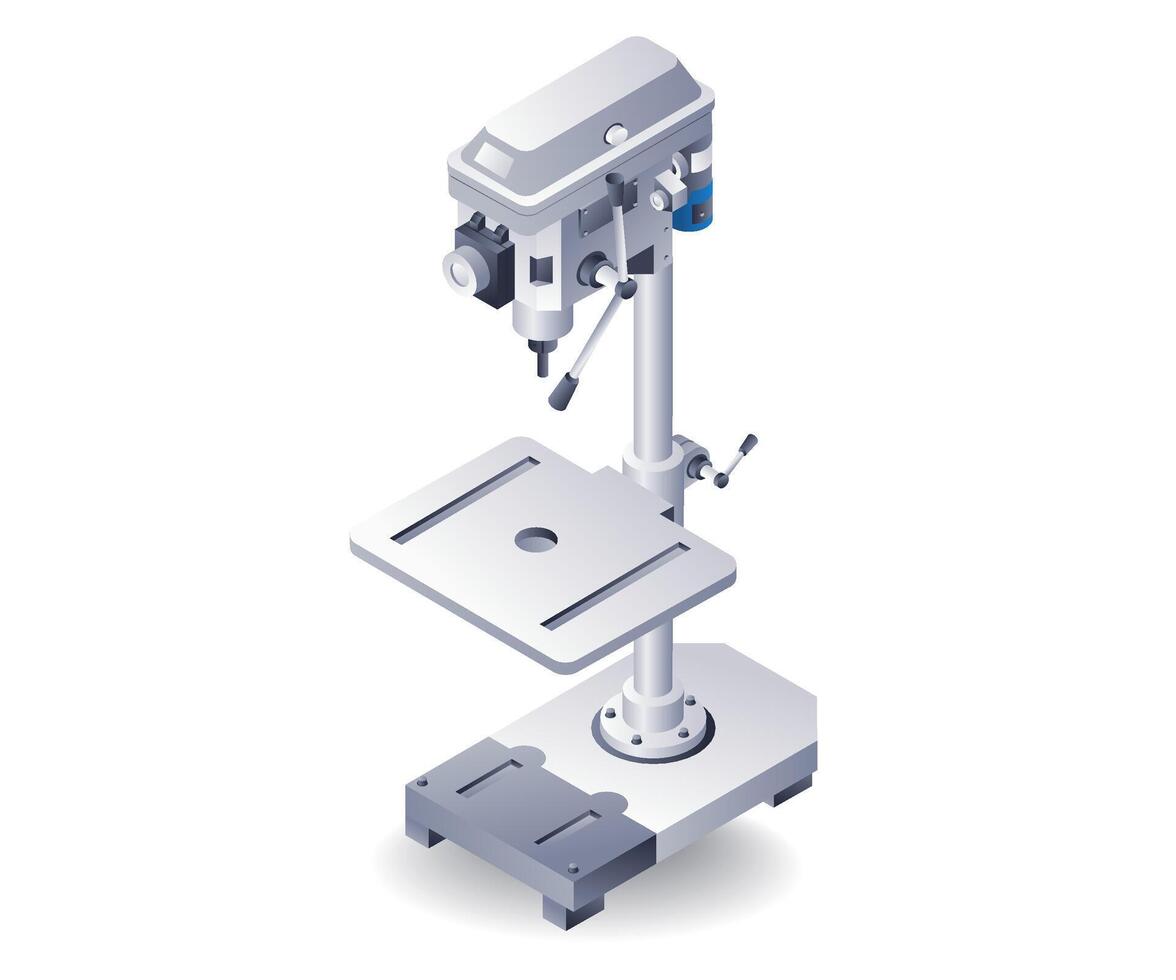 manual perforación máquina, plano isométrica 3d ilustración vector