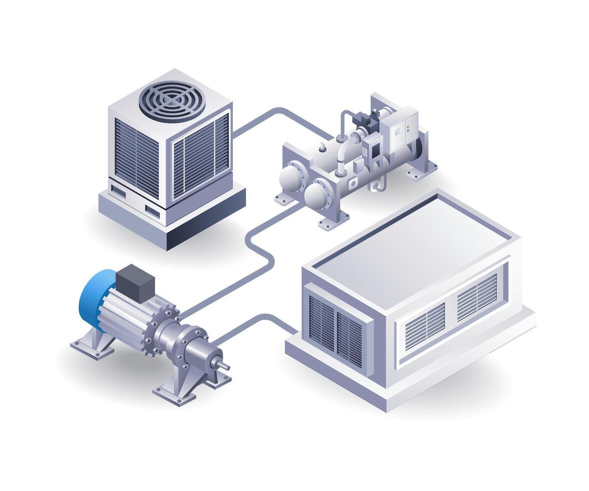 HVAC network concept blower system isometric 3d illustration vector