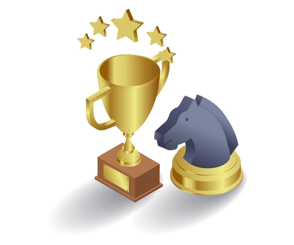 Horse strategy for marketing flat isometric 3d illustration vector