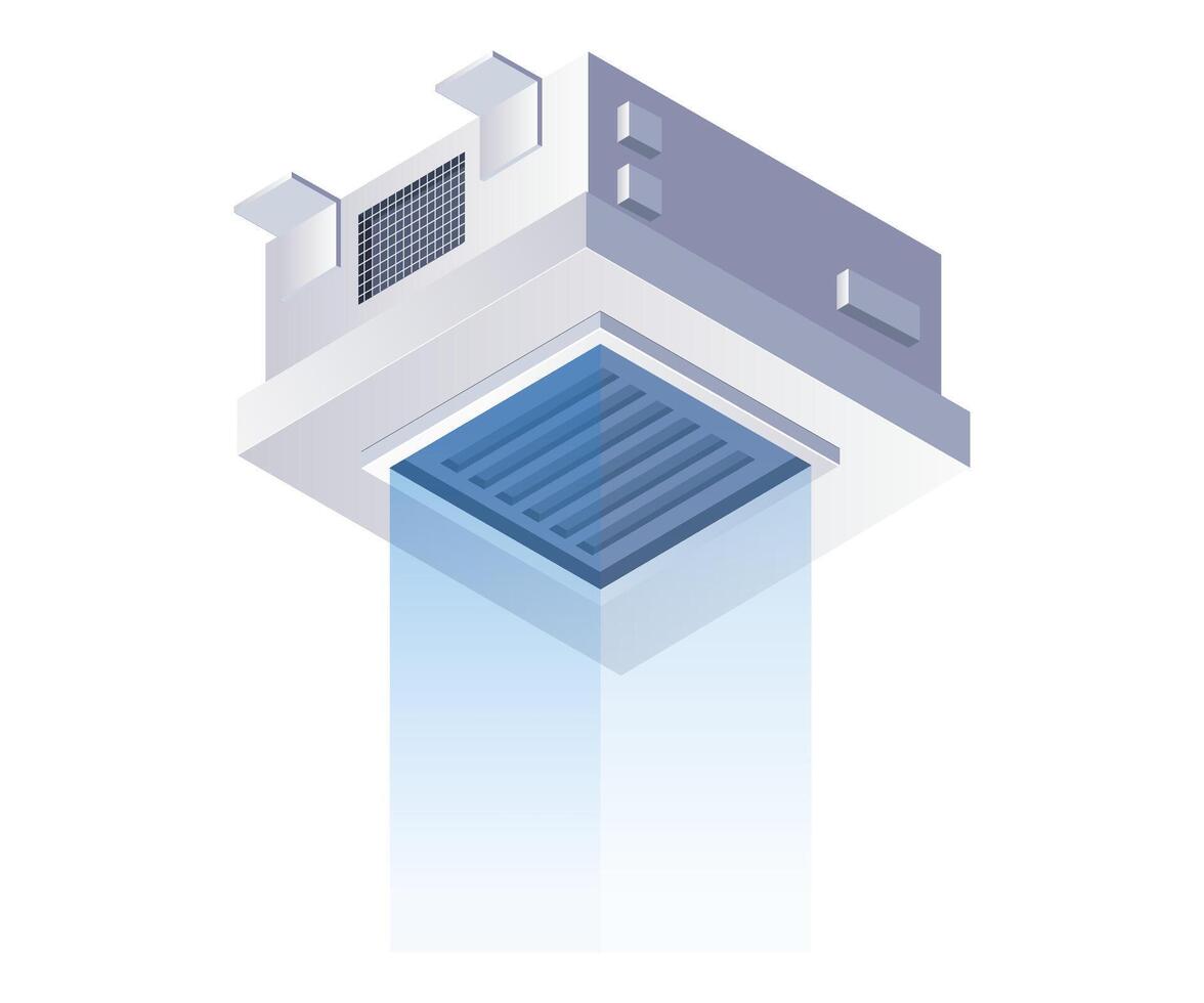 HVAC intake air filter system flat isometric 3d illustration vector