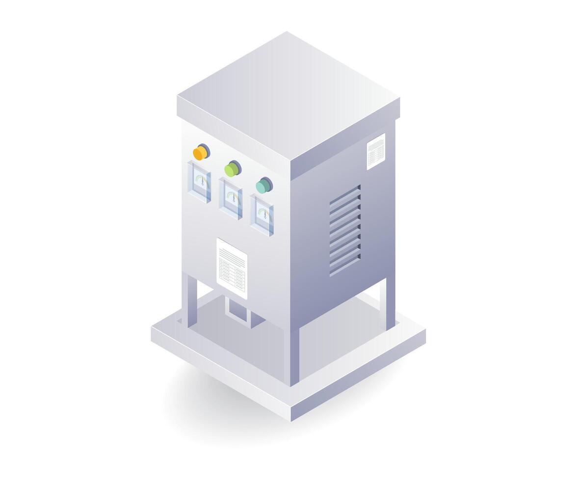 Electric panel control box flat isometric 3d illustration vector