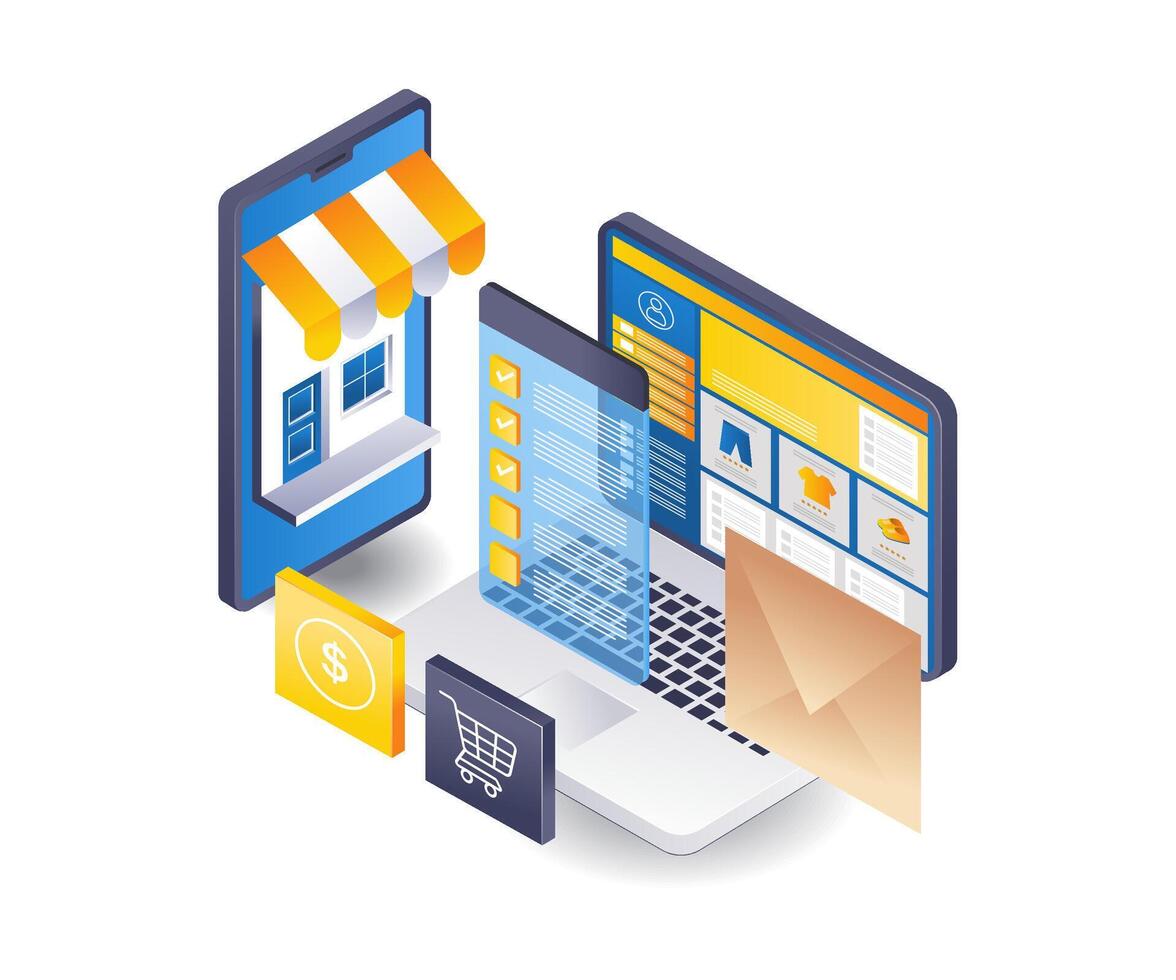 Development of technological e-commerce applications vector