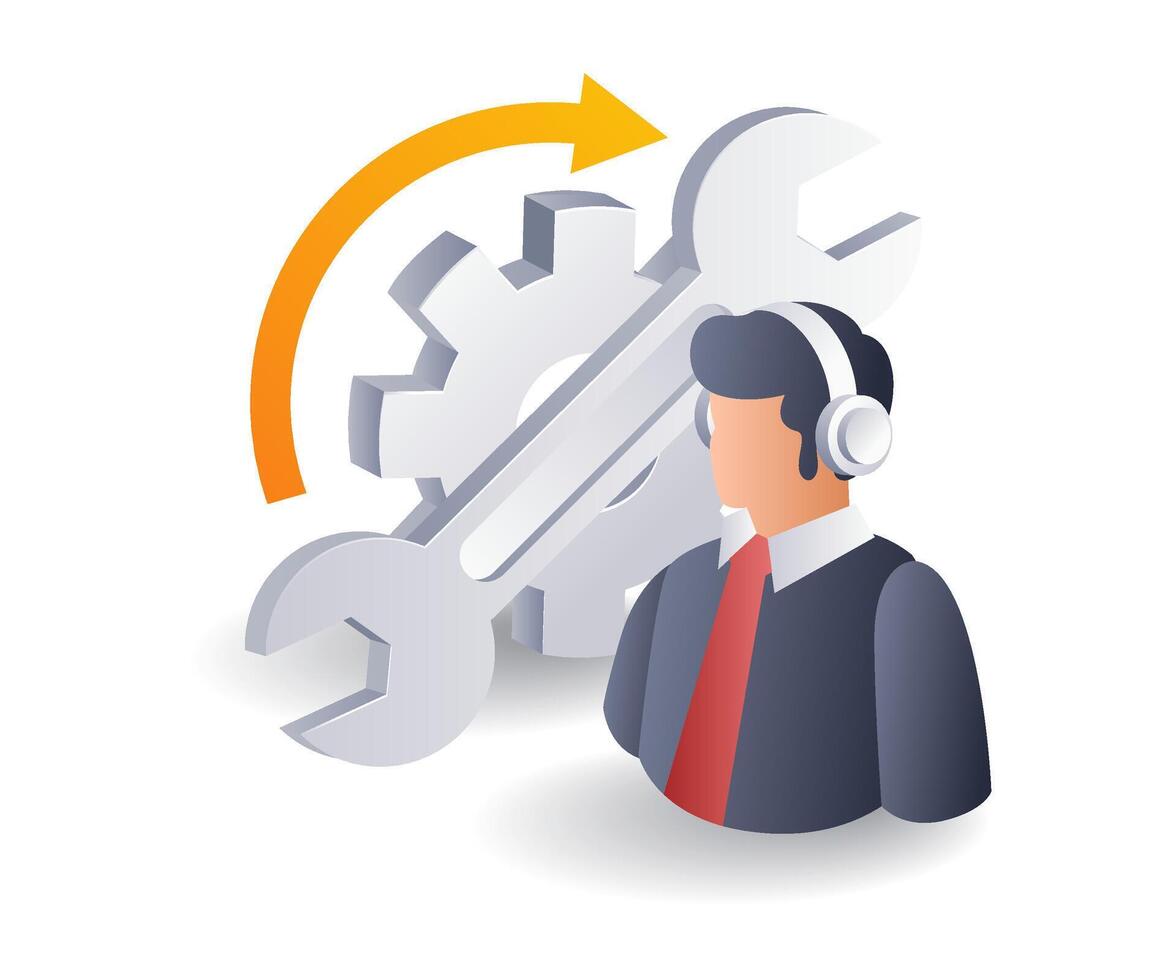 Customer service maintenance flat isometric 3d illustration vector