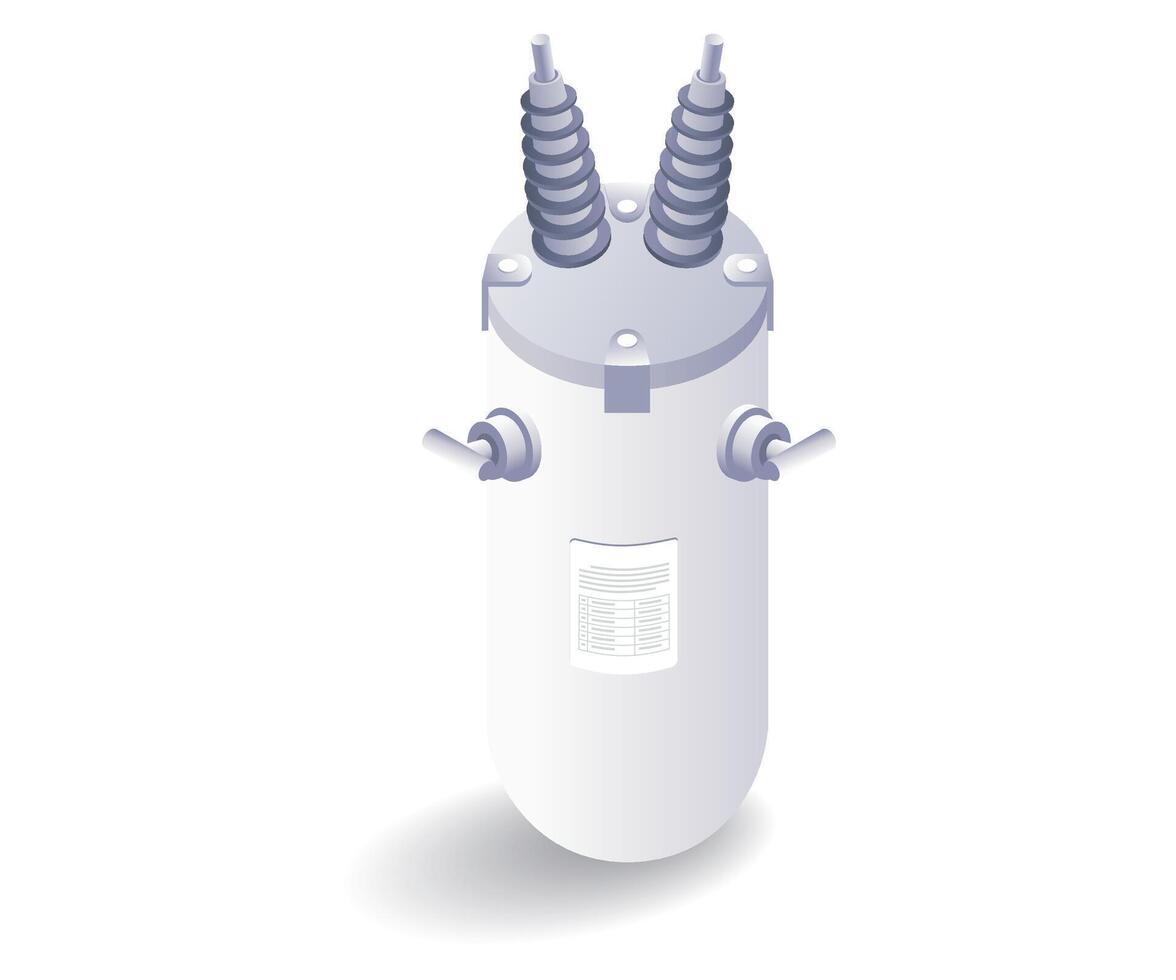 City electric transformer flat isometric 3d illustration vector