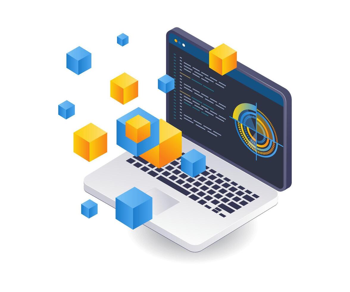 Blockchain computer management control technology vector