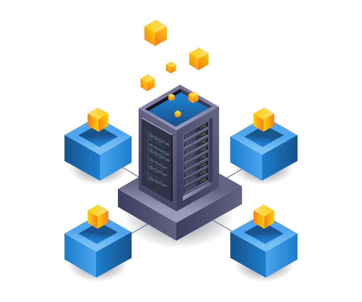 Blockchain technology server network management vector