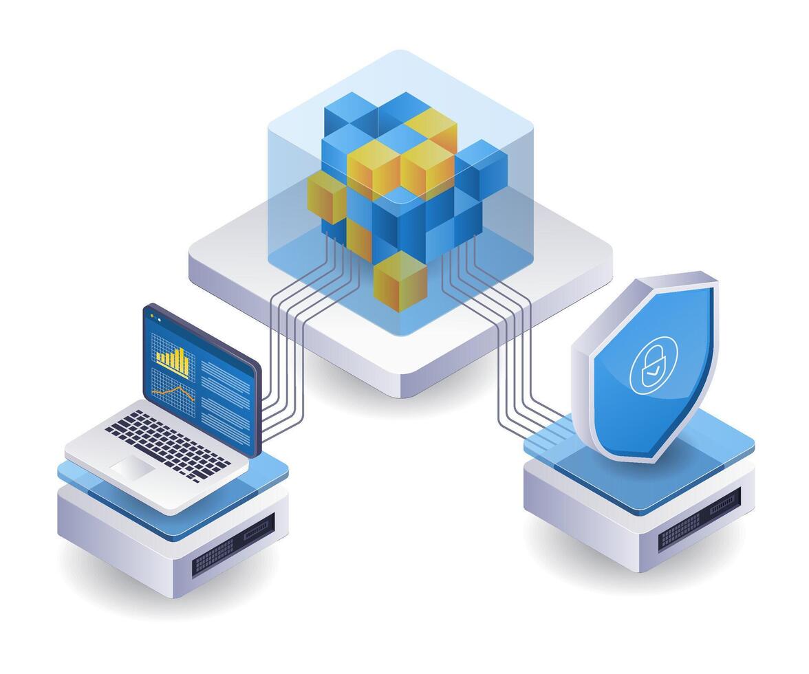 Blockchain technology analysis network vector