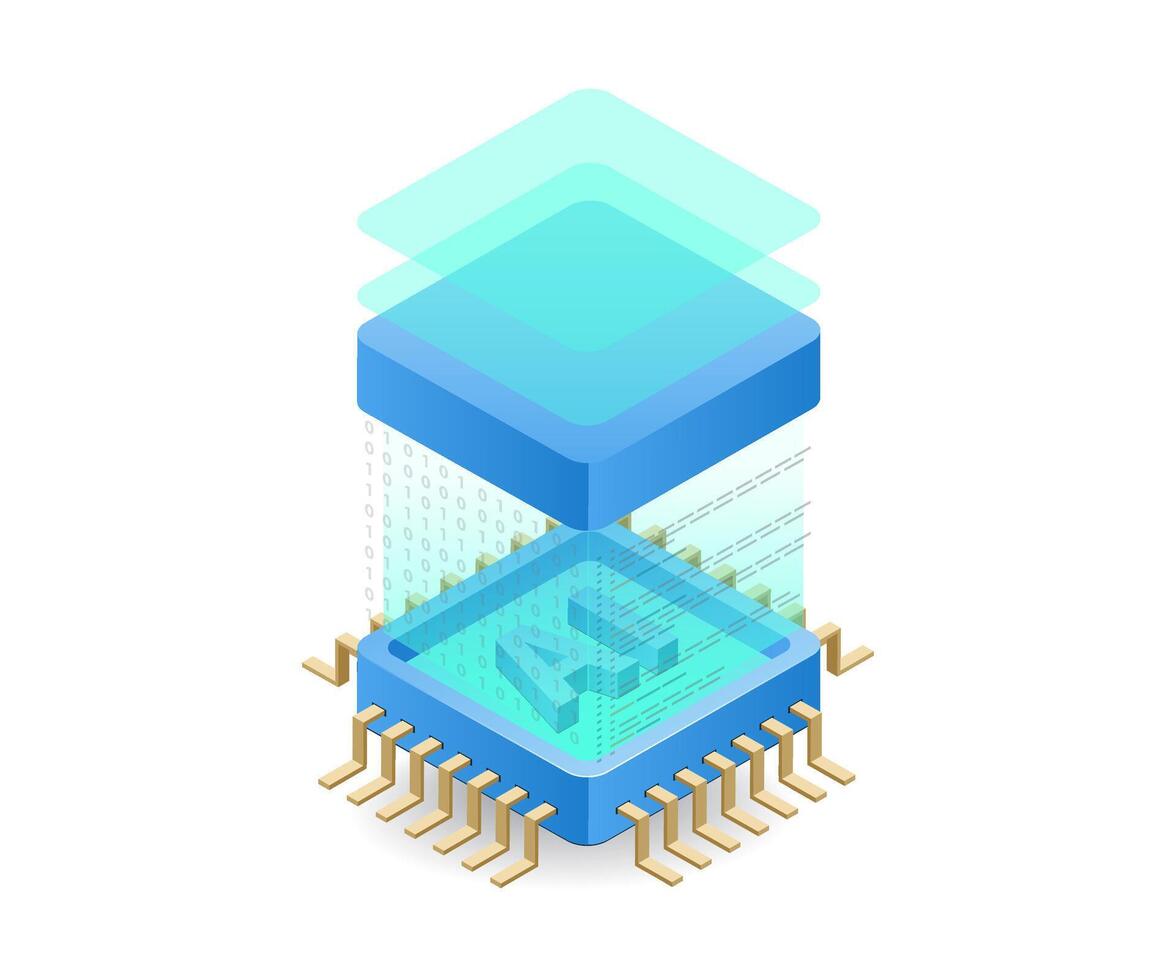 Artificial intelligence developer programmer, flat isometric 3d illustration vector