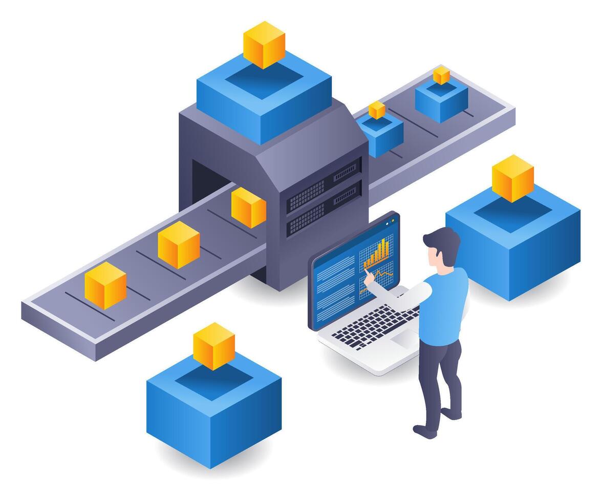 artificial inteligencia tecnología blockchain datos Procesando producción máquina vector