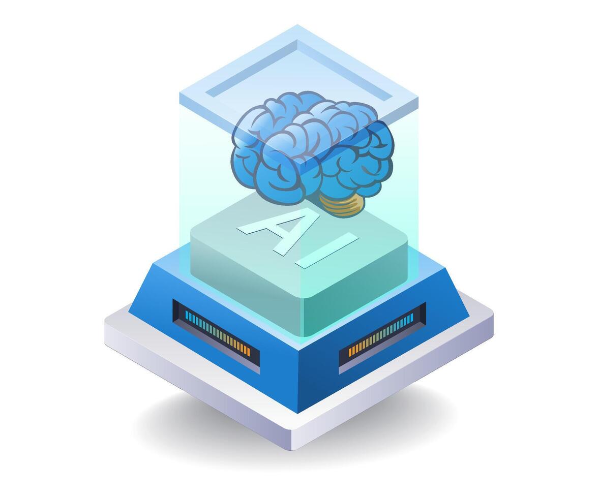 Artificial intelligence server technology concept, flat isometric 3d illustration vector