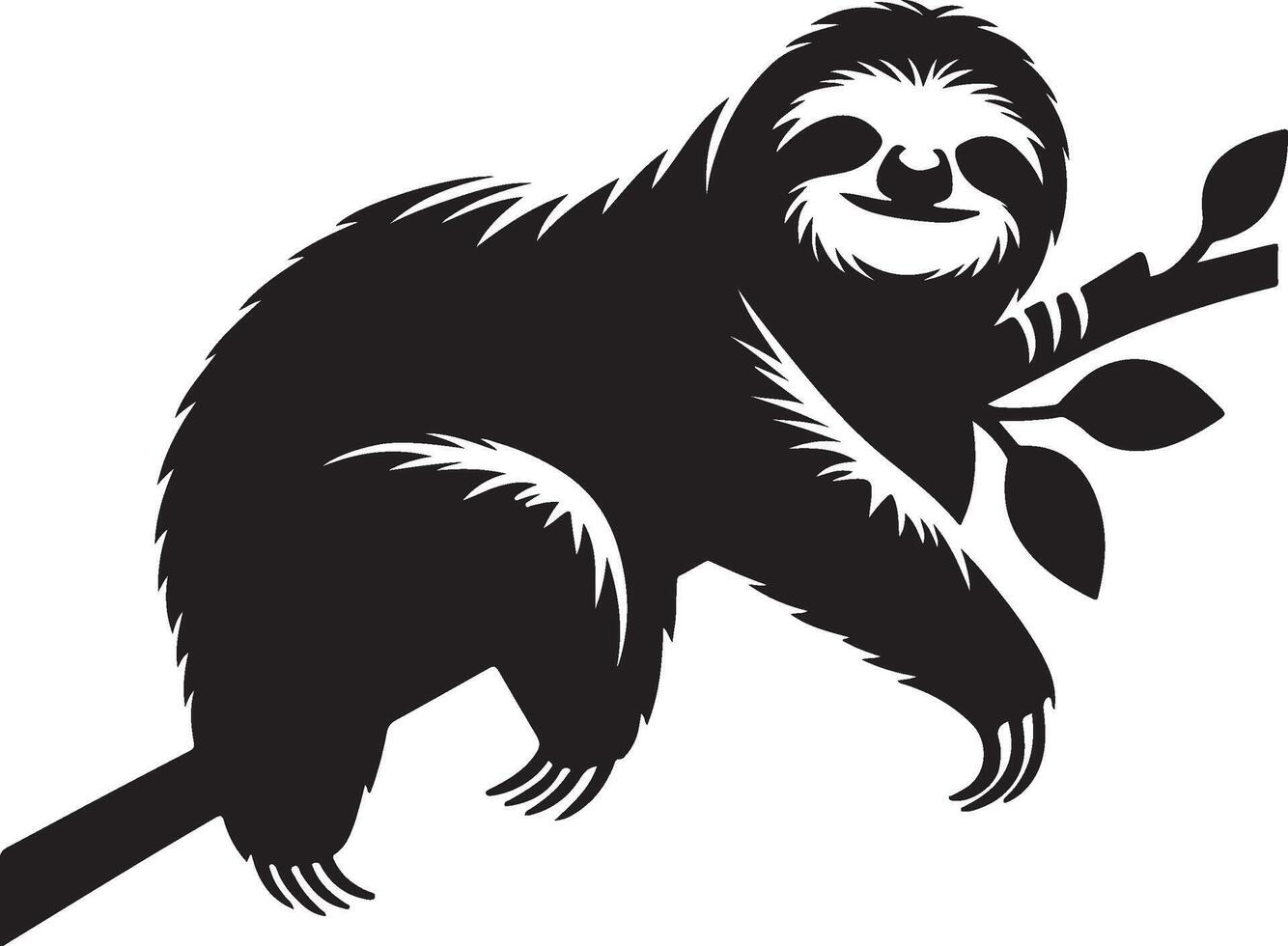 Sloth, Black and White Vector illustration