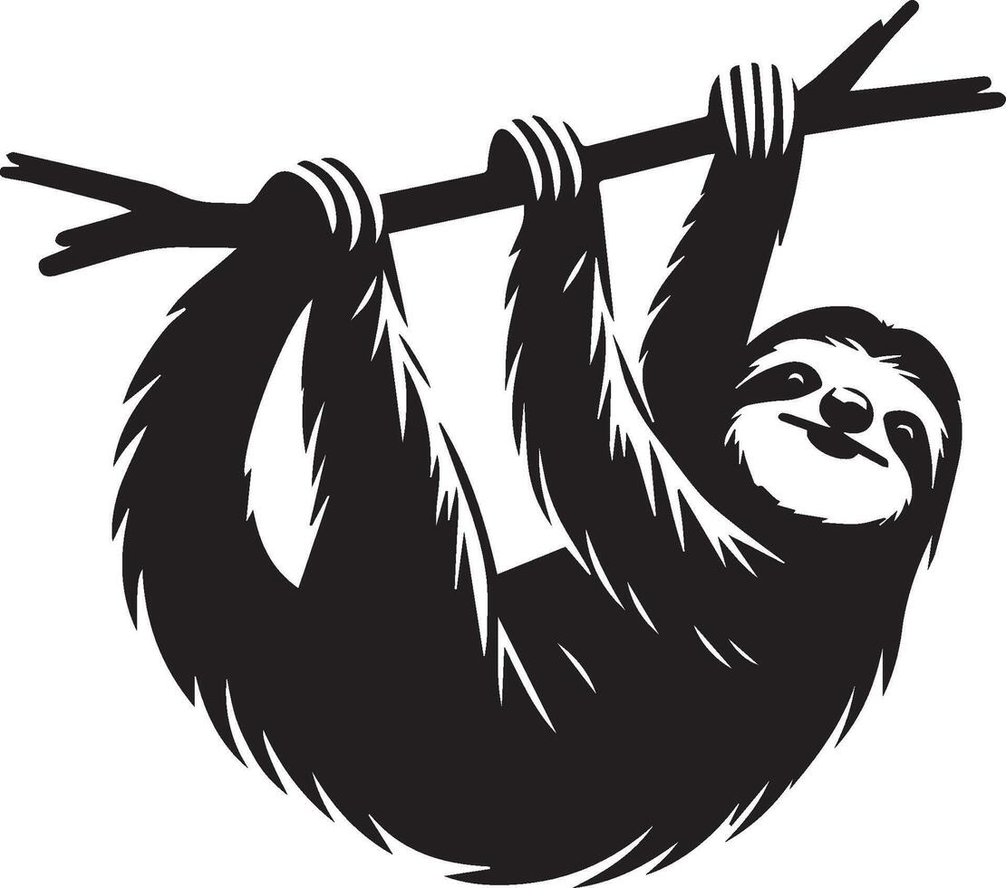 Sloth, Black and White Vector illustration