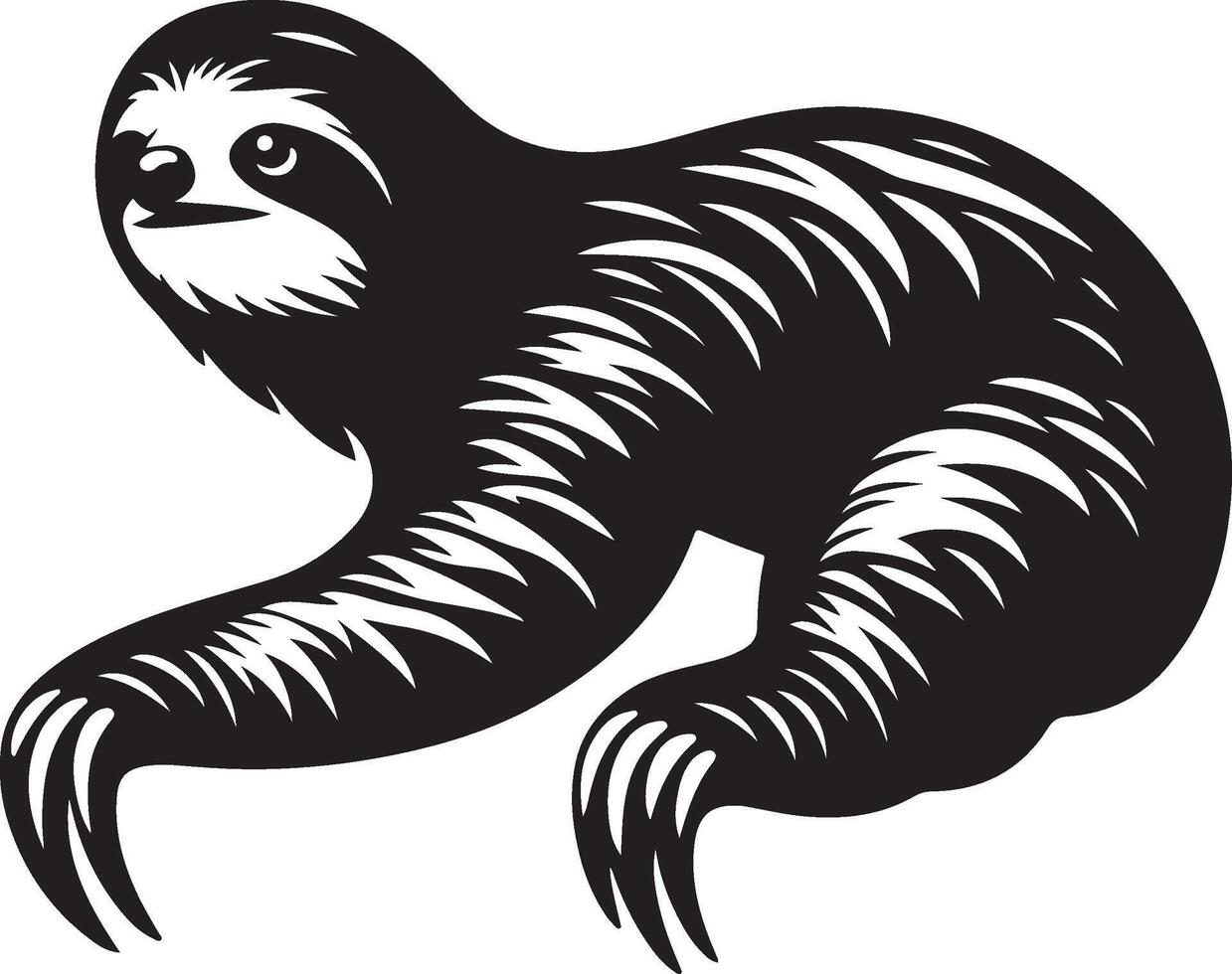 Sloth, Black and White Vector illustration