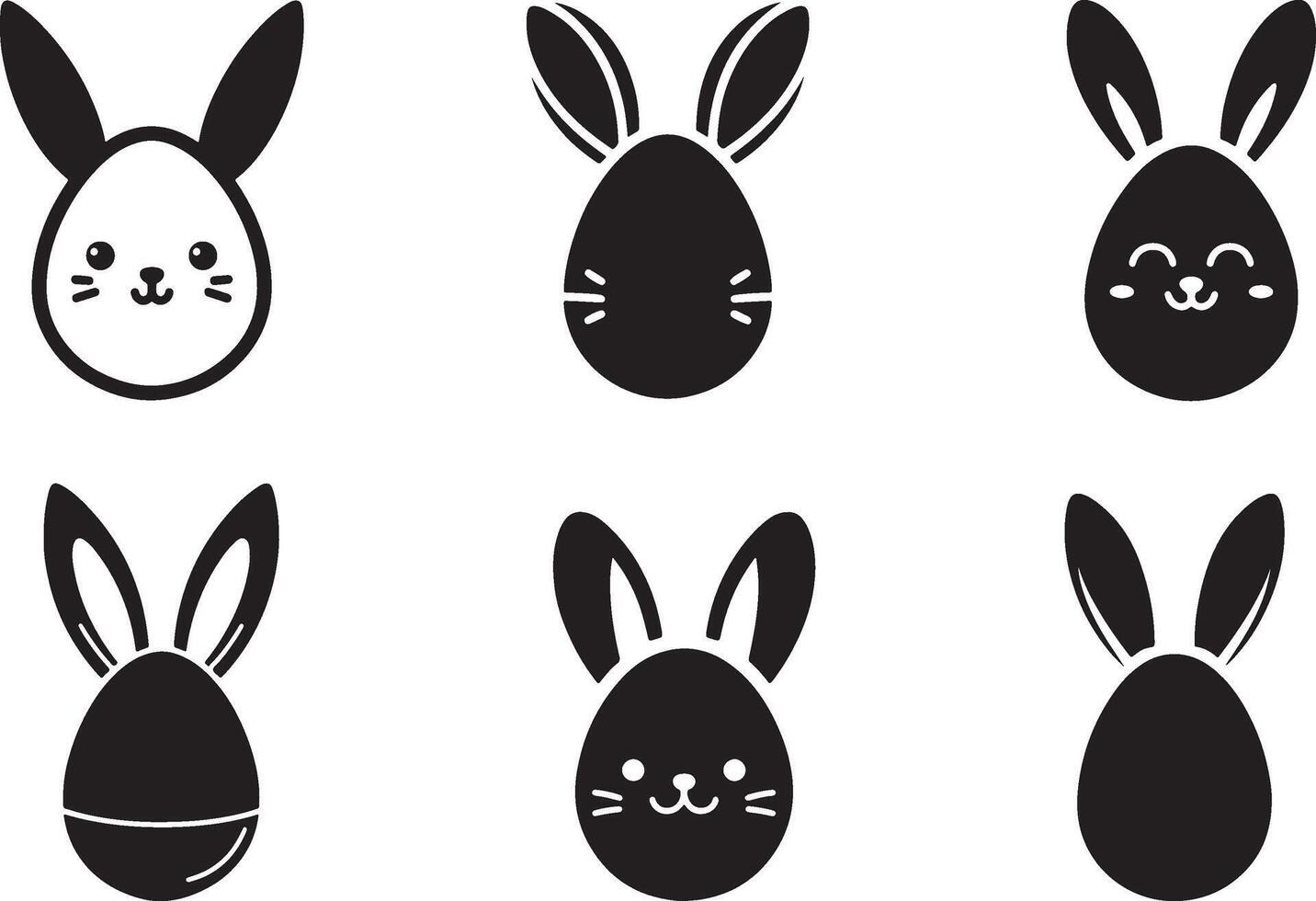 Cute Bunny Ear Easter Egg Silhouette Style vector