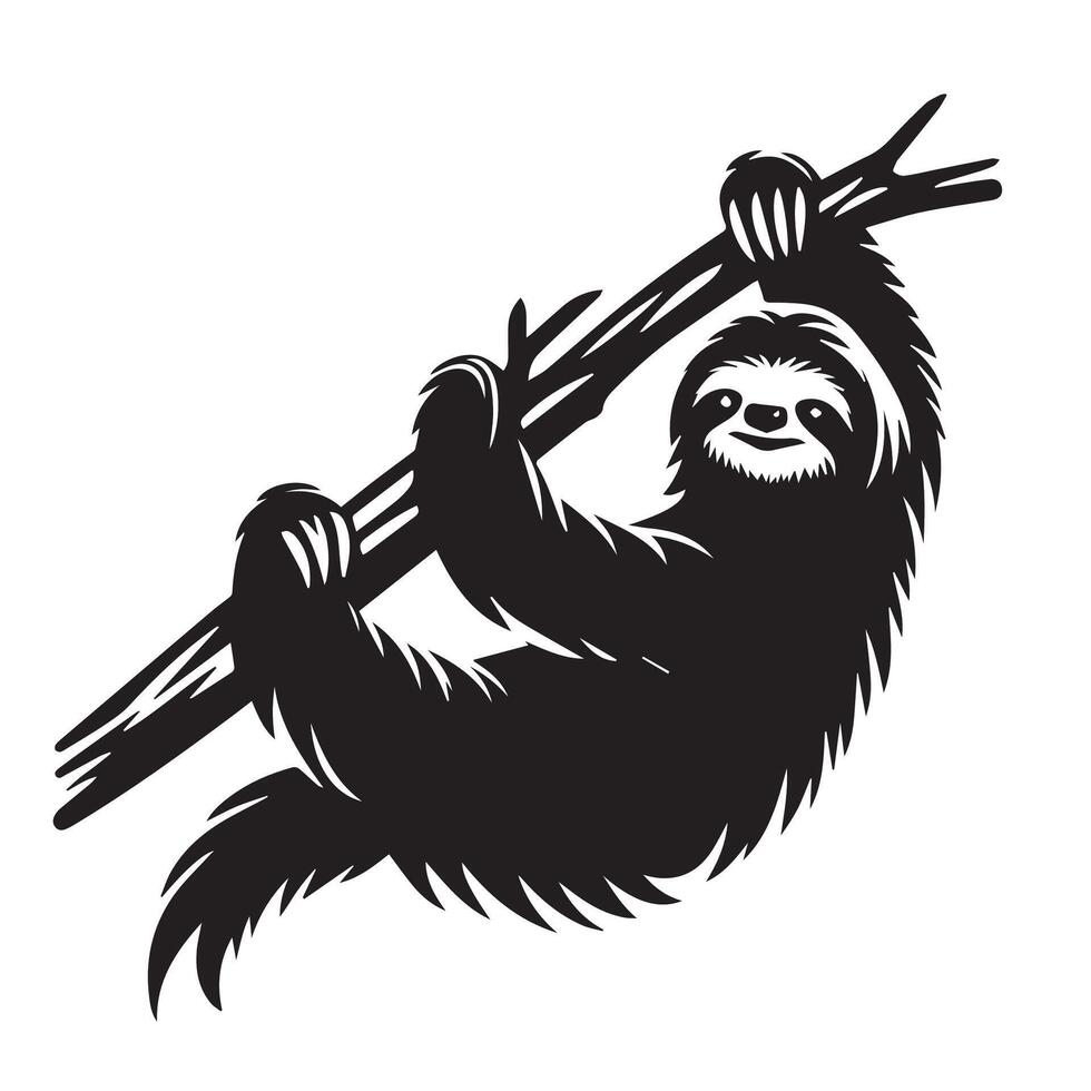 Sloth, Black and White Vector illustration