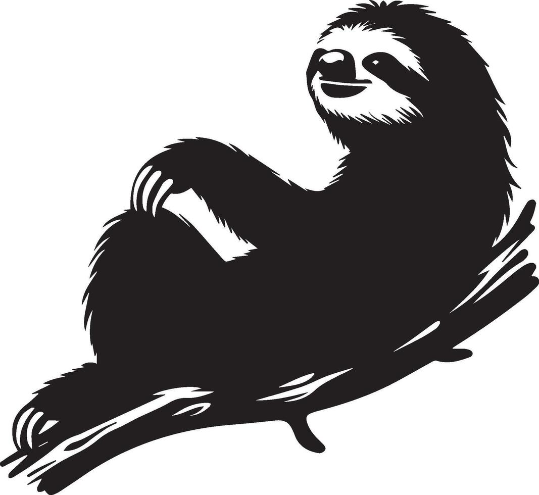 Sloth, Black and White Vector illustration