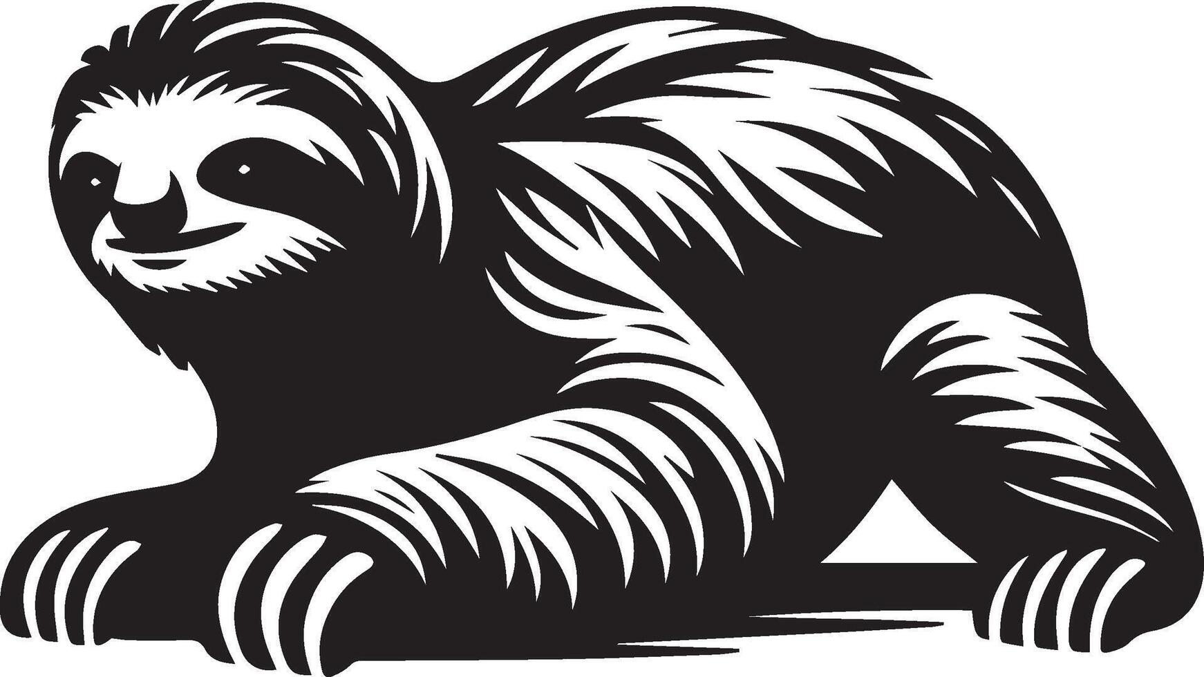 Sloth, Black and White Vector illustration