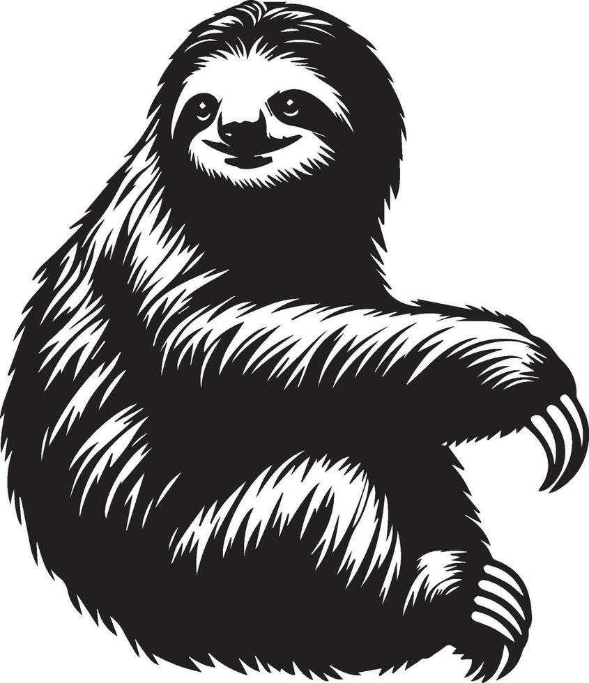 Sloth, Black and White Vector illustration
