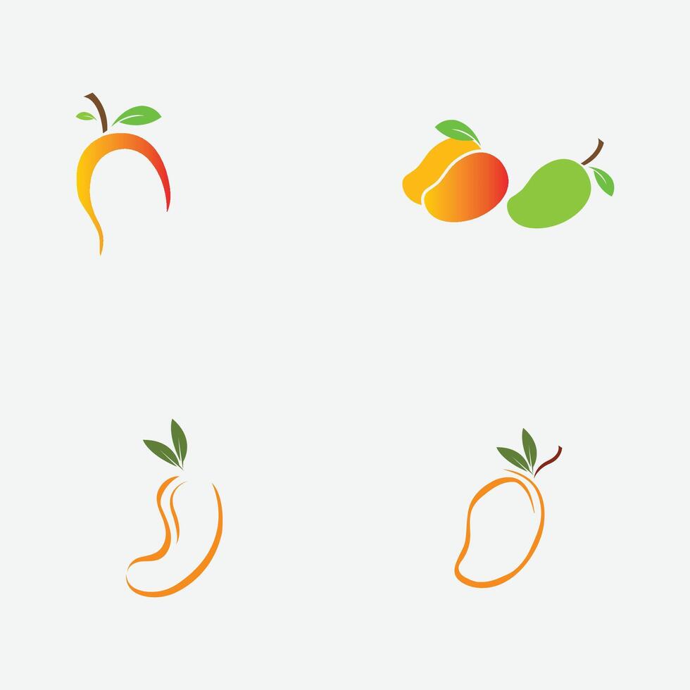 colección de mango Fruta logos y símbolos Perfecto para negocio, fresco Fruta tienda marca, etc. aislado en gris antecedentes vector
