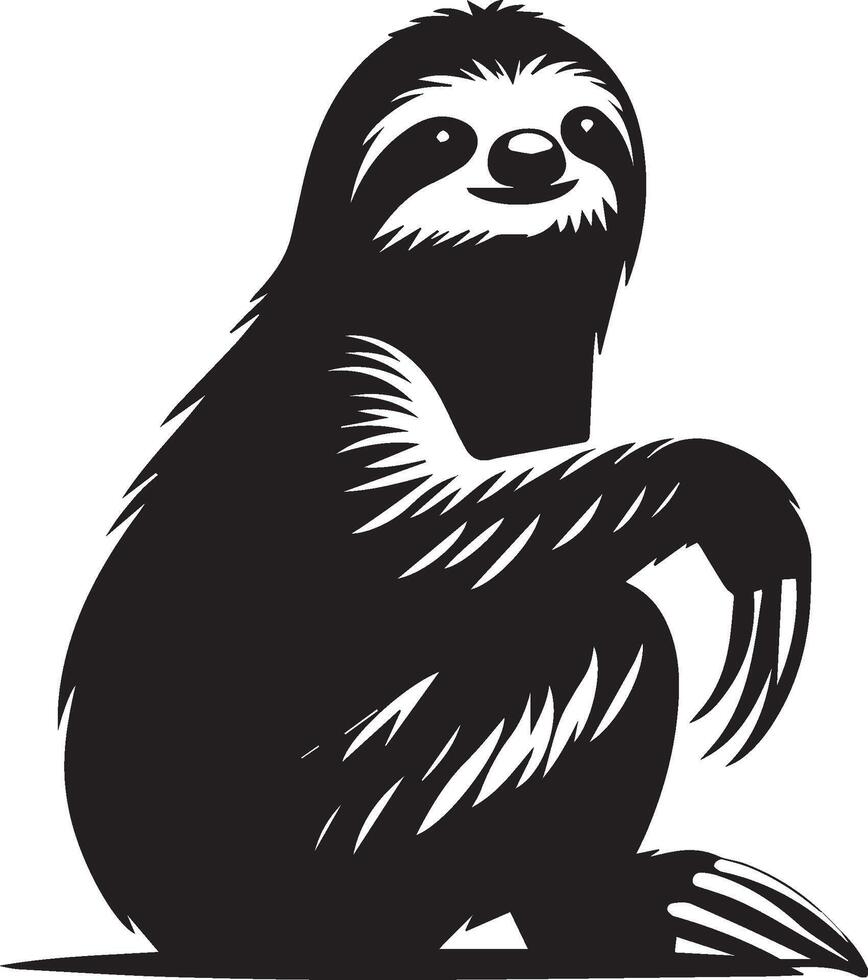 Sloth, Black and White Vector illustration