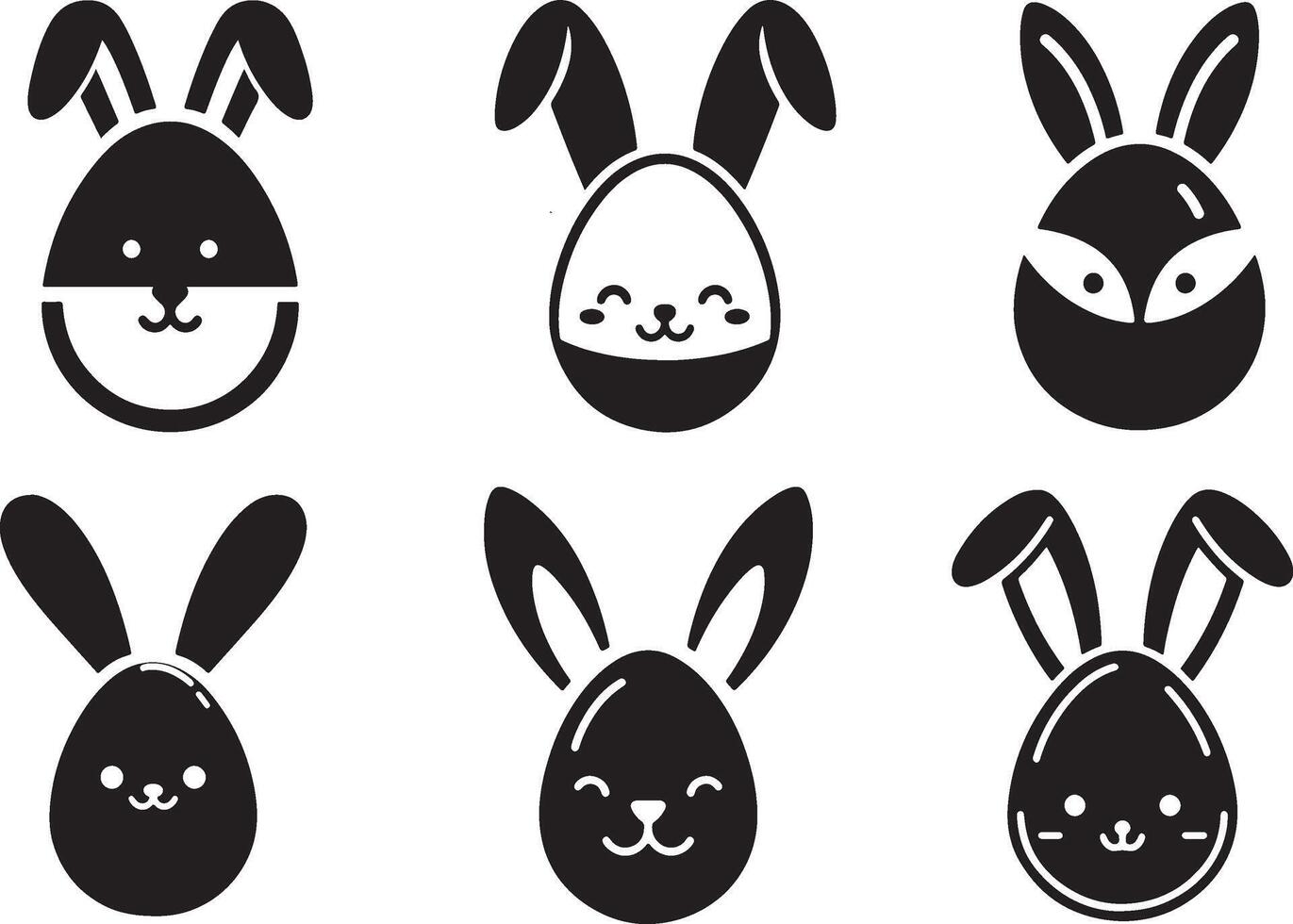 Cute Bunny Ear Easter Egg Silhouette Style vector