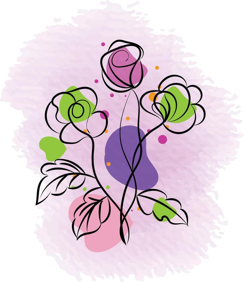 Rose Flower Line Art vector