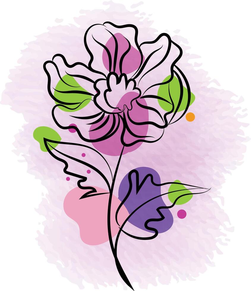 Floral flower Line art vector