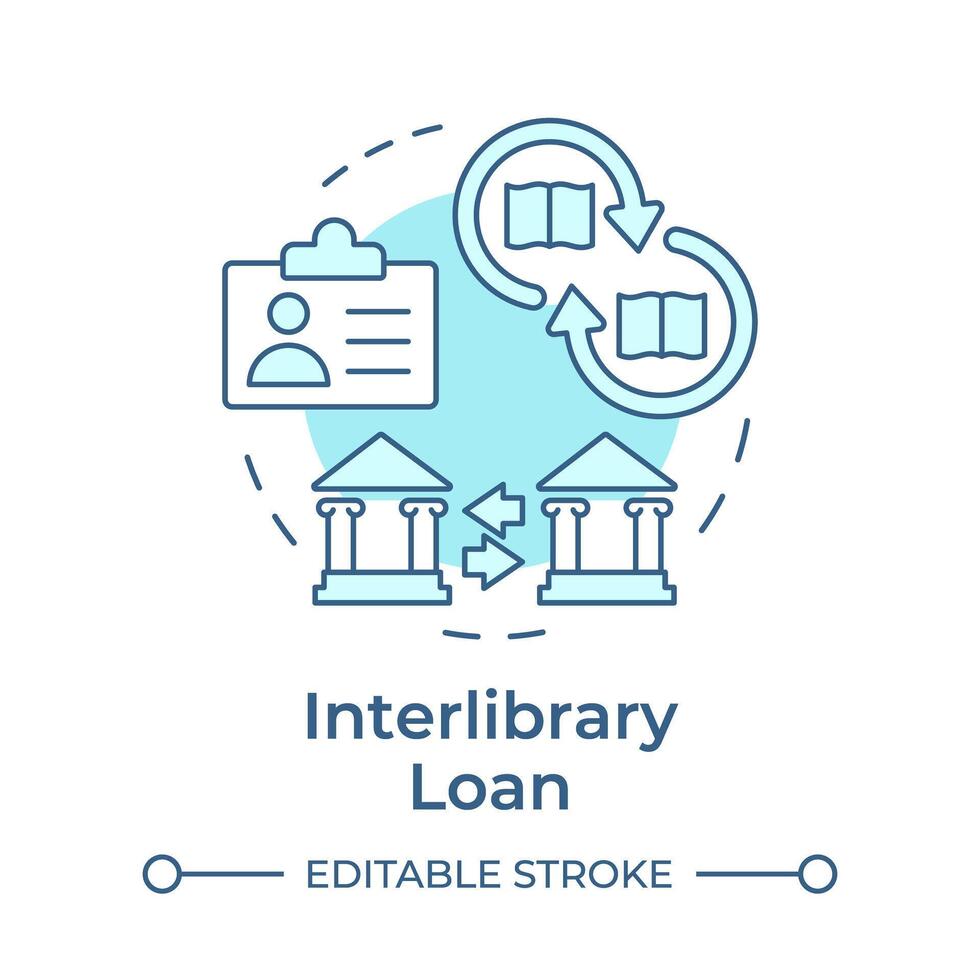 Interlibrary loan soft blue concept icon. Book circulation, customer service. Library systems. Round shape line illustration. Abstract idea. Graphic design. Easy to use in infographic, blog post vector