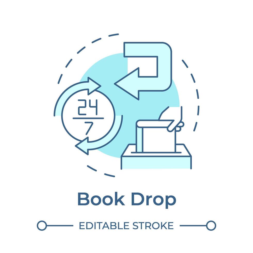 Book drop soft blue concept icon. Library materials return. Customer service efficiency. Round shape line illustration. Abstract idea. Graphic design. Easy to use in infographic, blog post vector