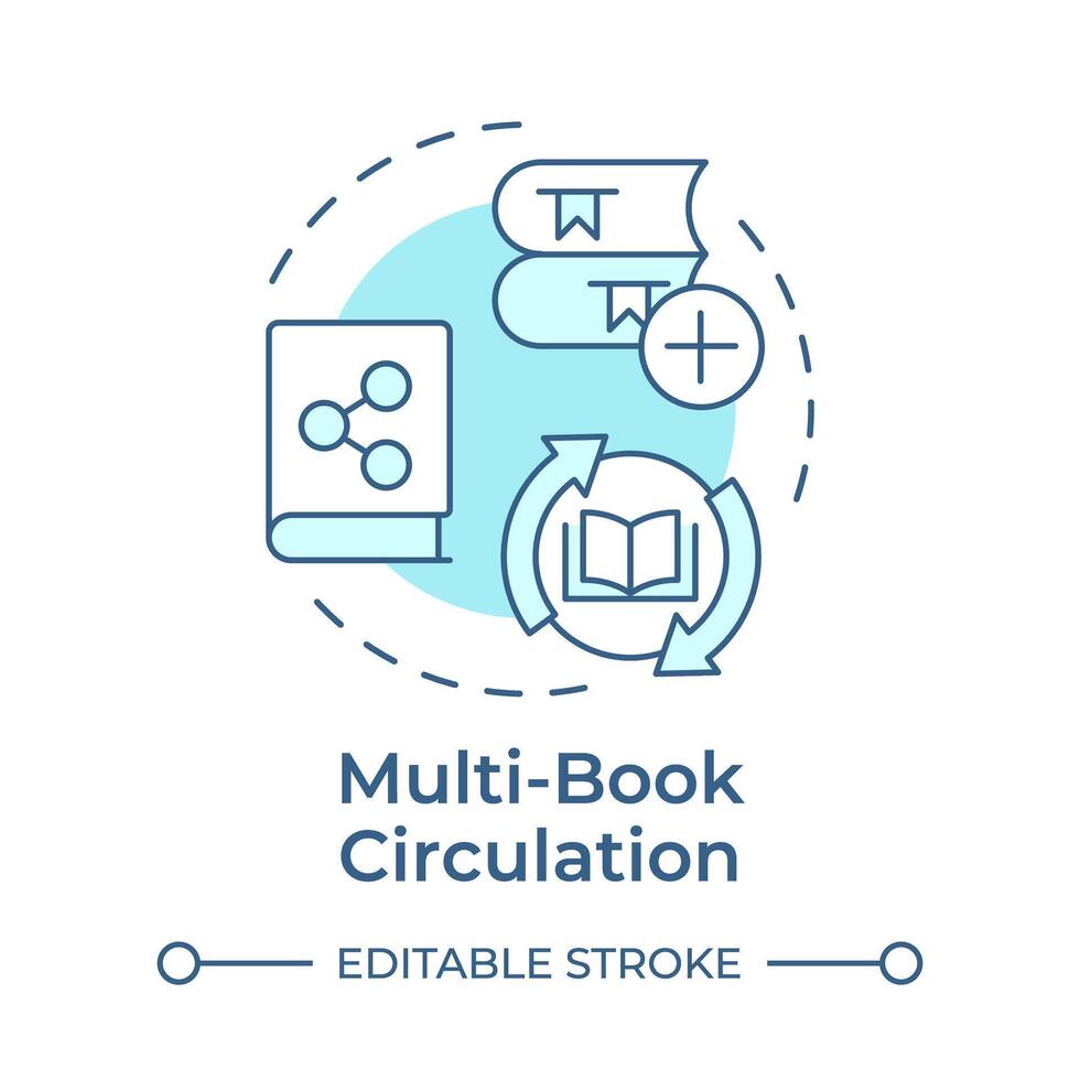 Multi-book circulation soft blue concept icon. Customer service, user experience. Round shape line illustration. Abstract idea. Graphic design. Easy to use in infographic, blog post vector