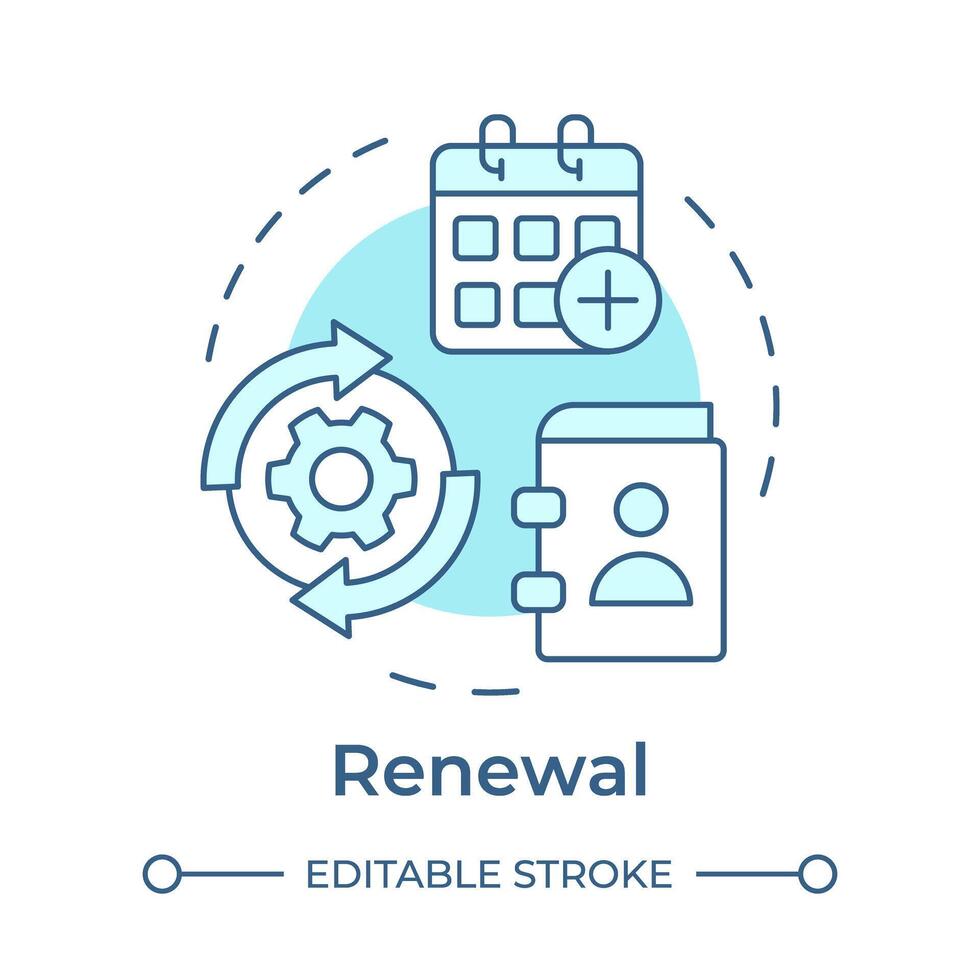 Renewal soft blue concept icon. Borrowing period, book circulation. Customer service. Round shape line illustration. Abstract idea. Graphic design. Easy to use in infographic, blog post vector