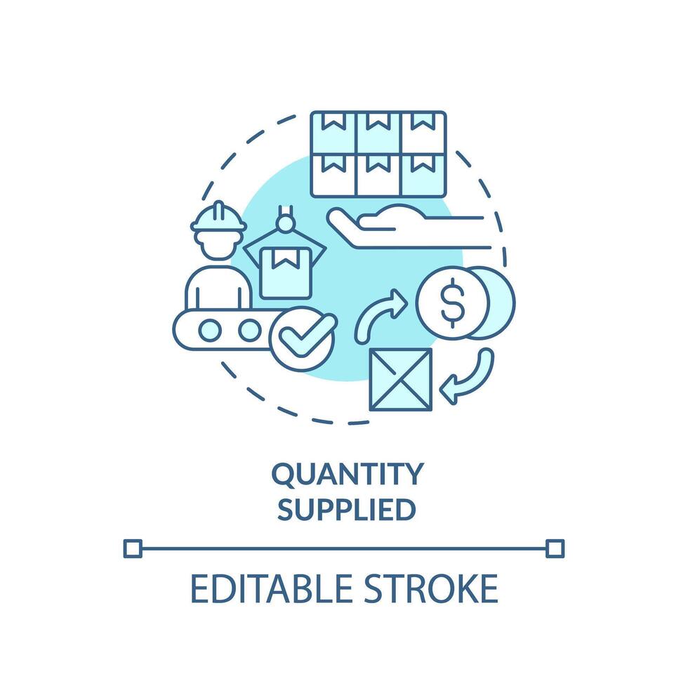 Quantity supplies soft blue concept icon. Specific amount of products for selling at given price. Round shape line illustration. Abstract idea. Graphic design. Easy to use in brochure marketing vector