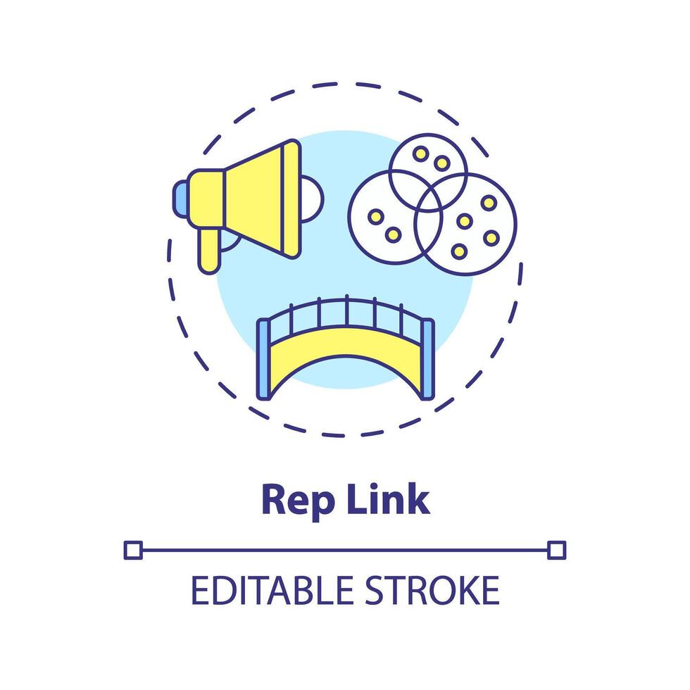 Rep link multi color concept icon. Representing needs and concerns to higher circle. Round shape line illustration. Abstract idea. Graphic design. Easy to use in promotional material vector