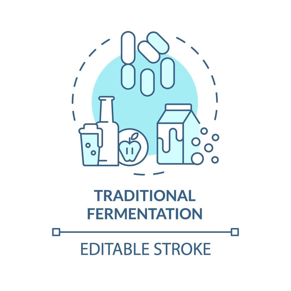 Traditional fermentation soft blue concept icon. Food production industry. Genetic modification. Round shape line illustration. Abstract idea. Graphic design. Easy to use in article, blog post vector